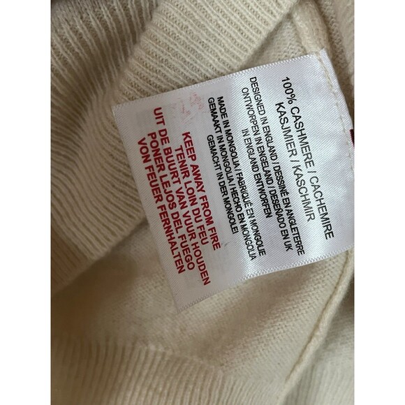 Opaque Ivory 100% Cashmere Sweater, Crew Neck, Raglan Sleeve Accent, Women Large - Picture 7 of 8